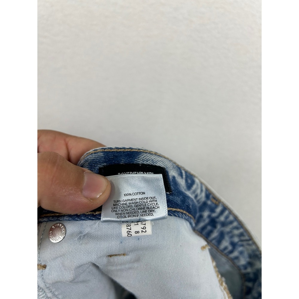 Y2K Grunge Express Women 8 Blue Boyfriend Midi Mid Rise Distressed Denim Shorts - Picture 8 of 11